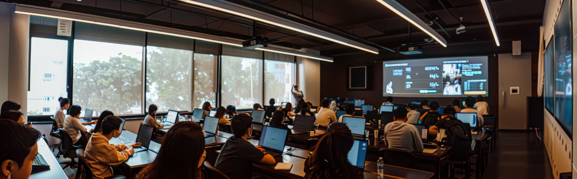 Salle de formation avec équipements audiovisuels durables installés par Sharly