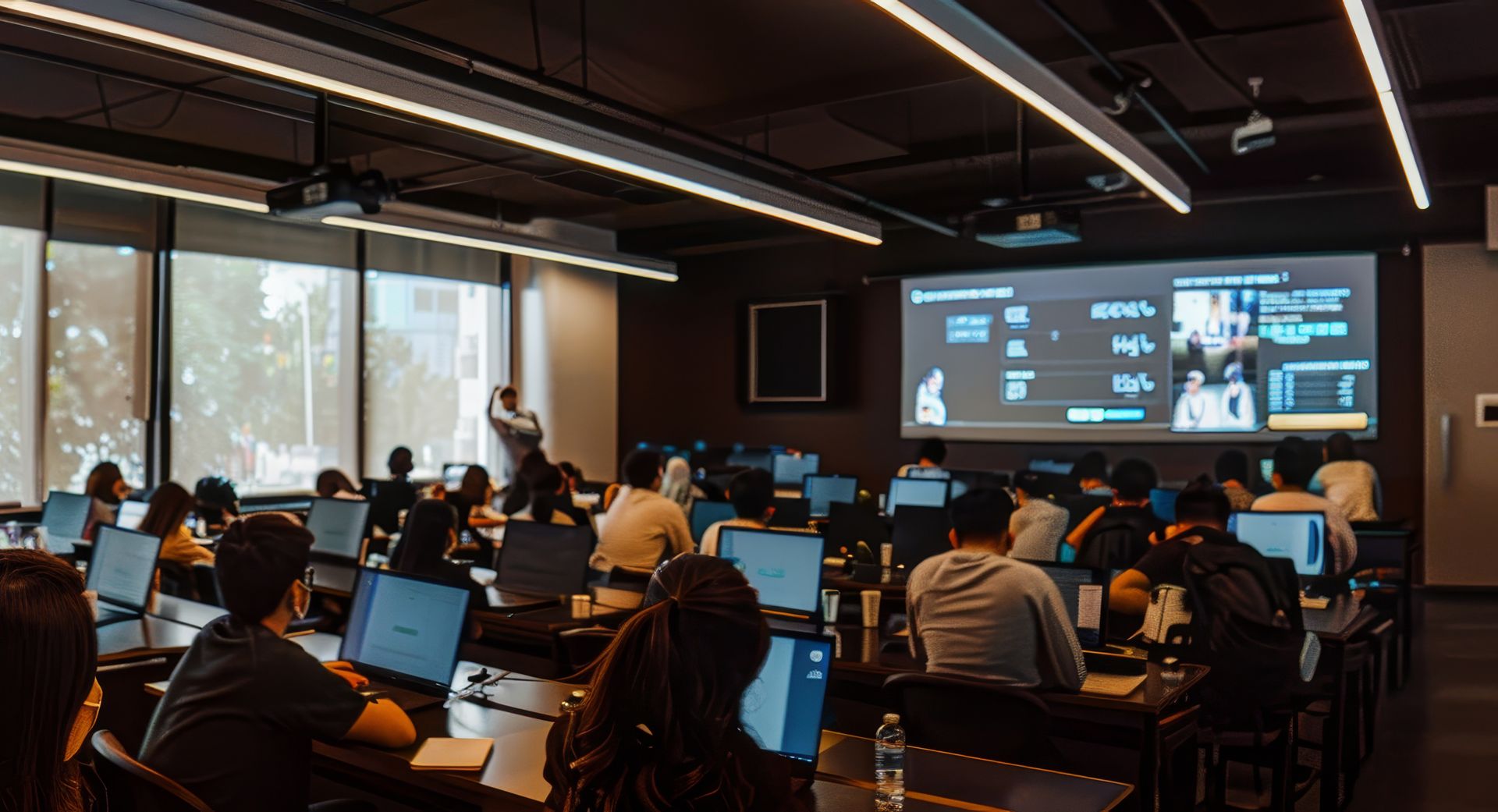 Salle de formation avec équipements audiovisuels durables installés par Sharly